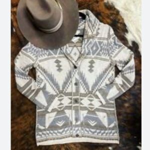 LOVE STITCH Aztec Western Button Down sweater jacket size small